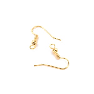 Crochets en laiton doré or 14k, support boucles d'oreilles hameçons. Lot de 10. image 2