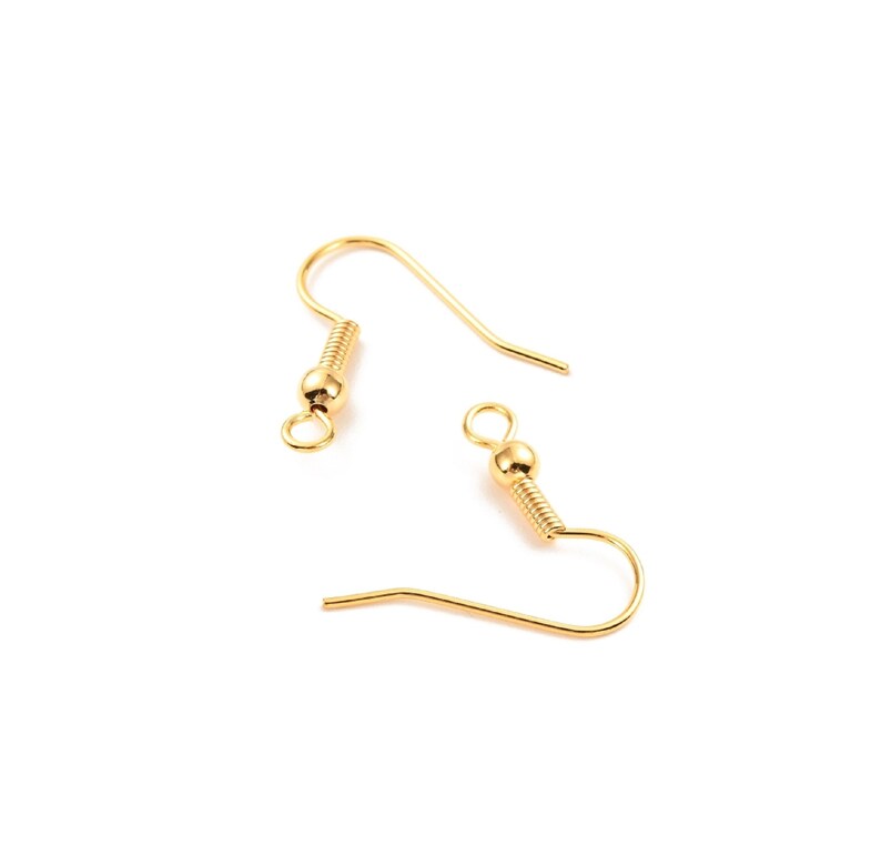 14k gold-plated brass hooks, hook earrings support. Pack of 10. image 2
