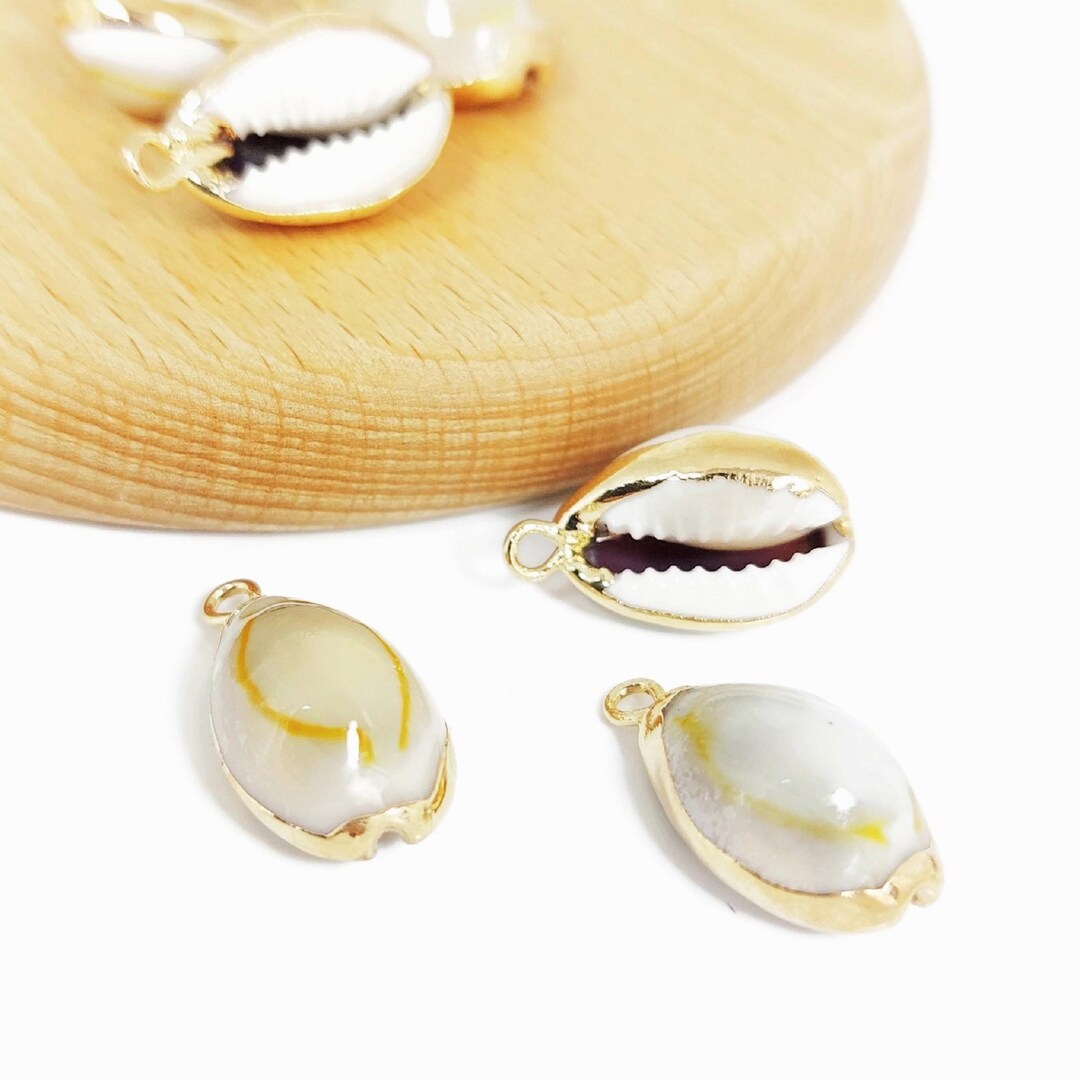 Large Gold Shell X2 Cowrie Shells, 23-30mm, Natural Beige-gold Shell Pendant, Creative ...