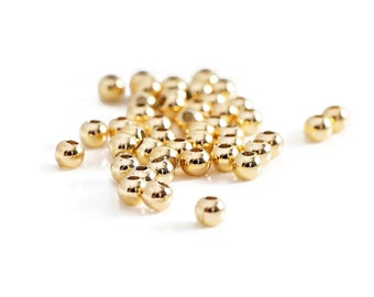Perline tonde in ottone placcato oro 18k, diametro 2mm/3mm/4mm/6mm, perline distanziatrici