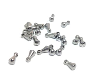 Mini-gouttes de finition / extension en acier inoxydable, 6mm pour chaine, créations bracelet, collier. Lot de 10 ou 30.