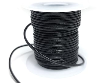2m - BLACK leather thread, Ø 1.5mm, cord, round leather strap. 2 meter coupon