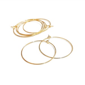 Créoles en laiton or doré 18k, 30mm, supports boucles d'oreilles anneaux ronds, lot de 4 pièces image 2