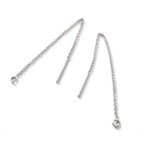 Fine stainless steel chain earrings, thin and delicate, 2 or 10 pieces