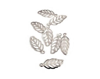 x20 stainless steel leaf charms, 13mm, leaf/feather pendants, jewelry creation