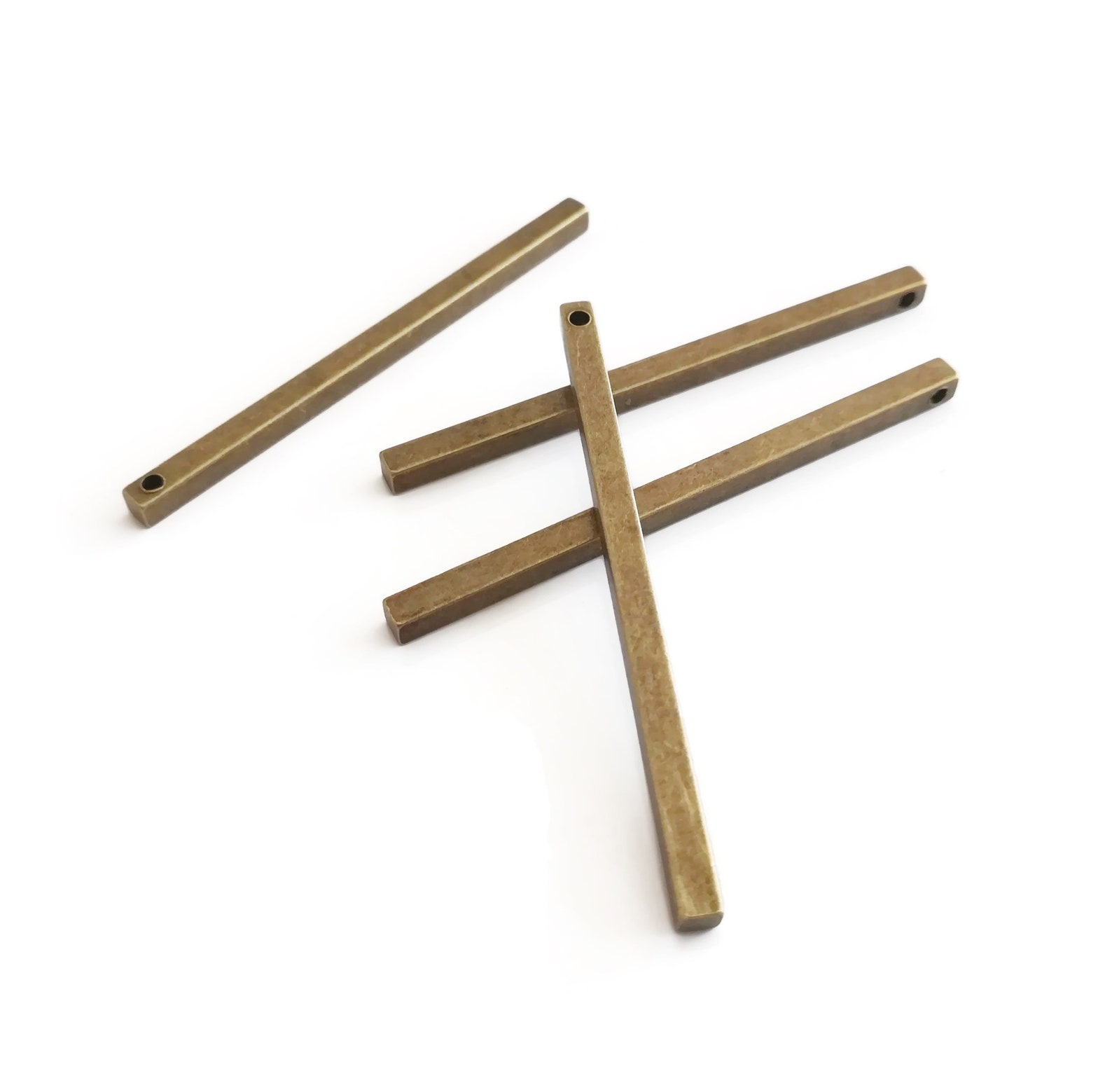 Lange Rechteckige Stangen Anhänger aus Bronze Messing 45x3mm | Etsy