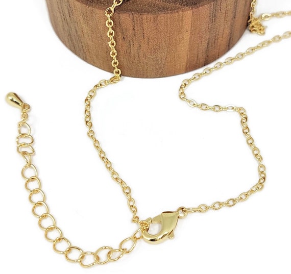 Collier en laiton plaqué or 14k, maille forçat, très fine