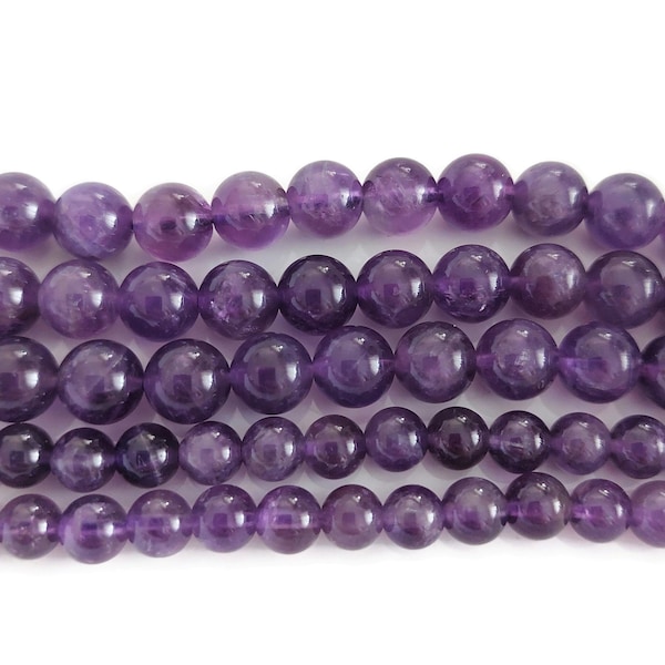 AMETHYSTE, perles rondes 6mm, pierre naturelle, perles gemmes semi précieuse non teinté ; créations bijoux