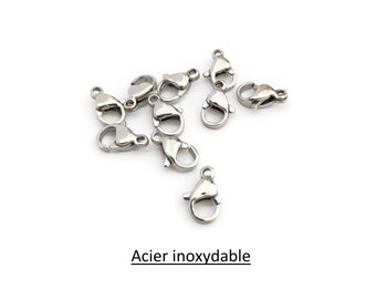 10 fermoirs mousquetons en acier inoxydable 304, 9x6mm ou 10x6mm