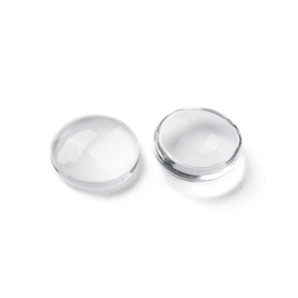 x10 Cabochons loupe en verre transparent, 10mm, cabochon rond bombé à fond plat