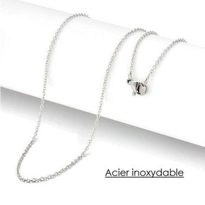 50cm - Stainless steel necklace, 2x1.5mm cable mesh, very thin chain with clasp