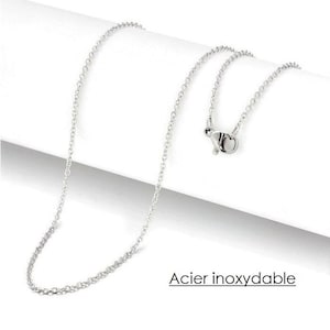 50cm - Stainless steel necklace, 2x1.5mm cable mesh, very thin chain with clasp