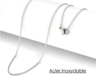 50cm - Collier en acier inoxydable, maille forçat 2x1,5mm, très fine chaîne avec fermoir