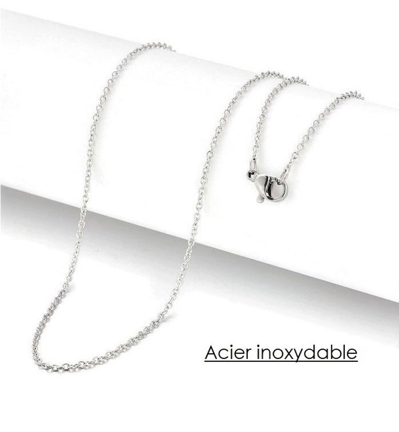 50cm Stainless steel necklace, 2x1.5mm cable mesh, very thin chain with clasp image 1