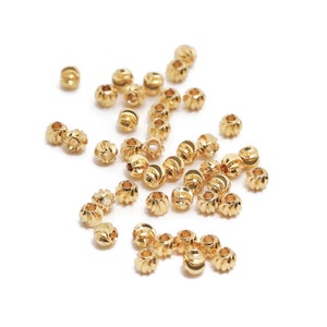 Perles séparateurs en laiton doré or 18k, perles intercalaires à motif relief strié, 10 pièces image 3