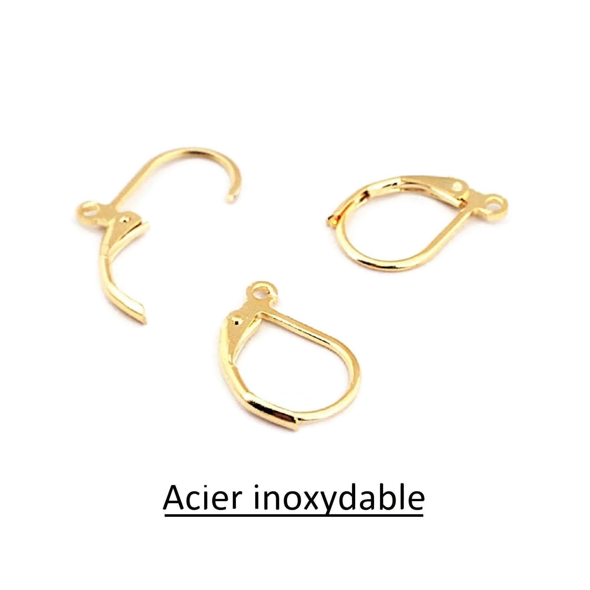 x10 sleeper earrings supports in gold stainless steel, 16x10mm, hooks