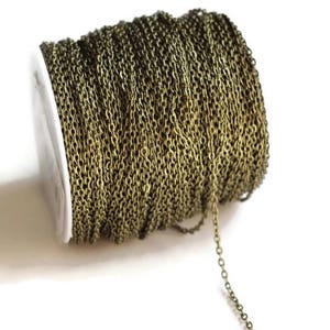 5 meters of cable link chain, 3x2mm, in bronze metal, sold in 5 meter coupon