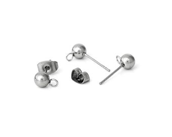 x10 stainless steel stud earring supports, 4mm