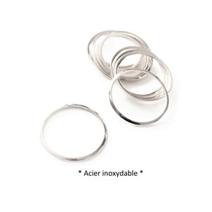 x10 round curved stainless steel rings, Ø 20mm, closed rings