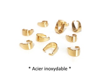 10 bélières en acier inoxydable doré, accroche pour pendentif, perles, chaîne ou cordon