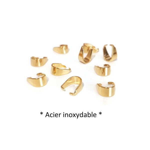 10 bélières en acier inoxydable doré, accroche pour pendentif, perles, chaîne ou cordon