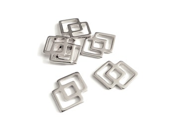 10 pendentifs losanges en acier inoxydable, 16x11.5mm, connecteurs géométriques, double losanges, création bijoux