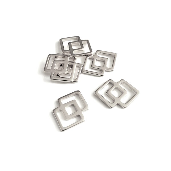 10 pendentifs losanges en acier inoxydable, 16x11.5mm, connecteurs géométriques, double losanges, création bijoux