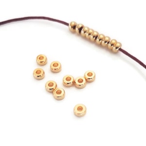 Rondelle beads in gold stainless steel, 4mm / 6mm, donut spacers