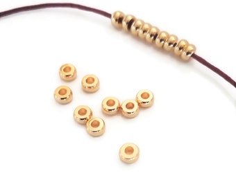 Rondelle beads in gold stainless steel, 4mm / 6mm, donut spacers