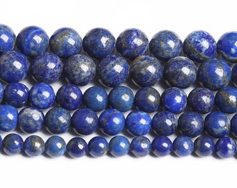 LAPIS LAZULI - Perles rondes 6mm / 8mm, Grade A, pierre naturelle, perles gemmes semi précieuse non teinté ; créations bijoux
