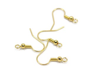 x10 gold-plated stainless steel earring hooks, fishhooks, steel earring findings