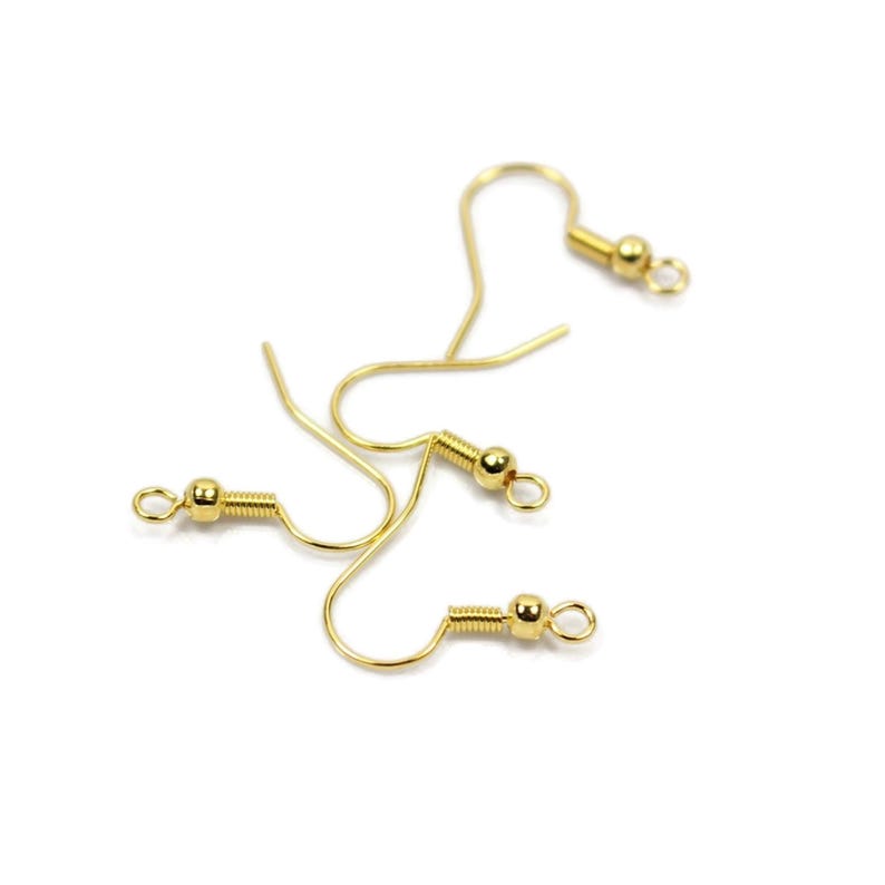 x10 gold-plated stainless steel earring hooks, fishhooks, steel earring findings image 1