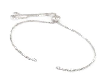 Stop adjustable chain with attached rings and beads bracelet in brass (dark), and delicate