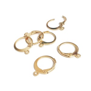 Round sleepers in 24k gold stainless steel, hoop rings, 14x12mm, earring supports, Lot of 6 or 30 pieces