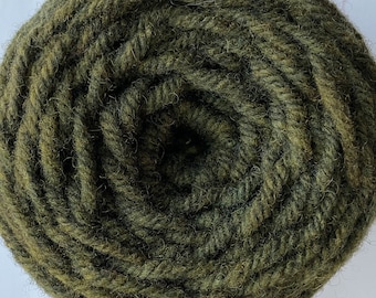 Hand Dyed Olive Heather Green Rug Wool Yarn - 1411STW- excellent for Oxford Regular Needles