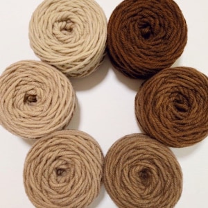 Hand Dyed Brown Rug Yarn - B1STW, B2STW, B3STW, B4STW, B5STW, B6STW - excellent for Oxford Regular Punch Needles