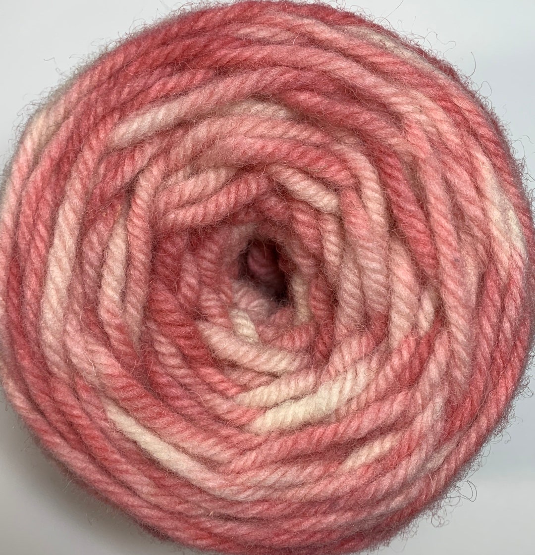 Variegated Pink Hand Dyed Rug Wool Yarn 104STW for Use With the Oxford