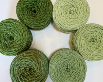 Hand Dyed Green Rug Wool Yarn 6 values - G1STW, G2STW, G3STW, G4STW, G5STW, G6STW - excellent for Oxford Regular Punch Needles