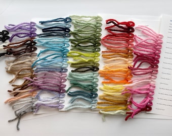 Sample Cards - wool rug yarn, weaving yarn, 4ply bulky weight, punch needle rug hooking