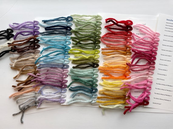 Sample Cards - wool rug yarn, weaving yarn, 4ply bulky weight, punch needle rug hooking