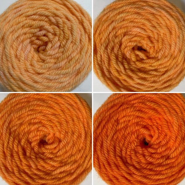 Orange Hand Dyed Rug Wool Yarn - 201STW, 202STW, 203STW, 204STW - excellent for Oxford Punch Regular Needles