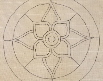 Patterned Monk's Cloth 24x23 inch piece for Rug Hooking - Serged Edges, fits 18x18 inch frame