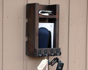 Portachiavi per parete, fino a 20 ganci per chiavi, organizzatore a muro porta posta, Organizzatore rustico per ingressi, Porta posta telefonica chiavi
