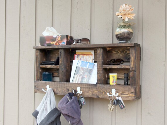 Entryway Key Holder for Wall Mail Holder Wall Organizer Shelf Key Hooks Phone iPad Tab Tablet Rustic Coat Rack Entry Foyer Magazine Etsy