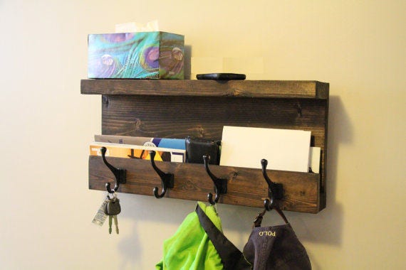 Mail Storage Coat Hooks, Entryway Storage Coat Rack, Key Hooks