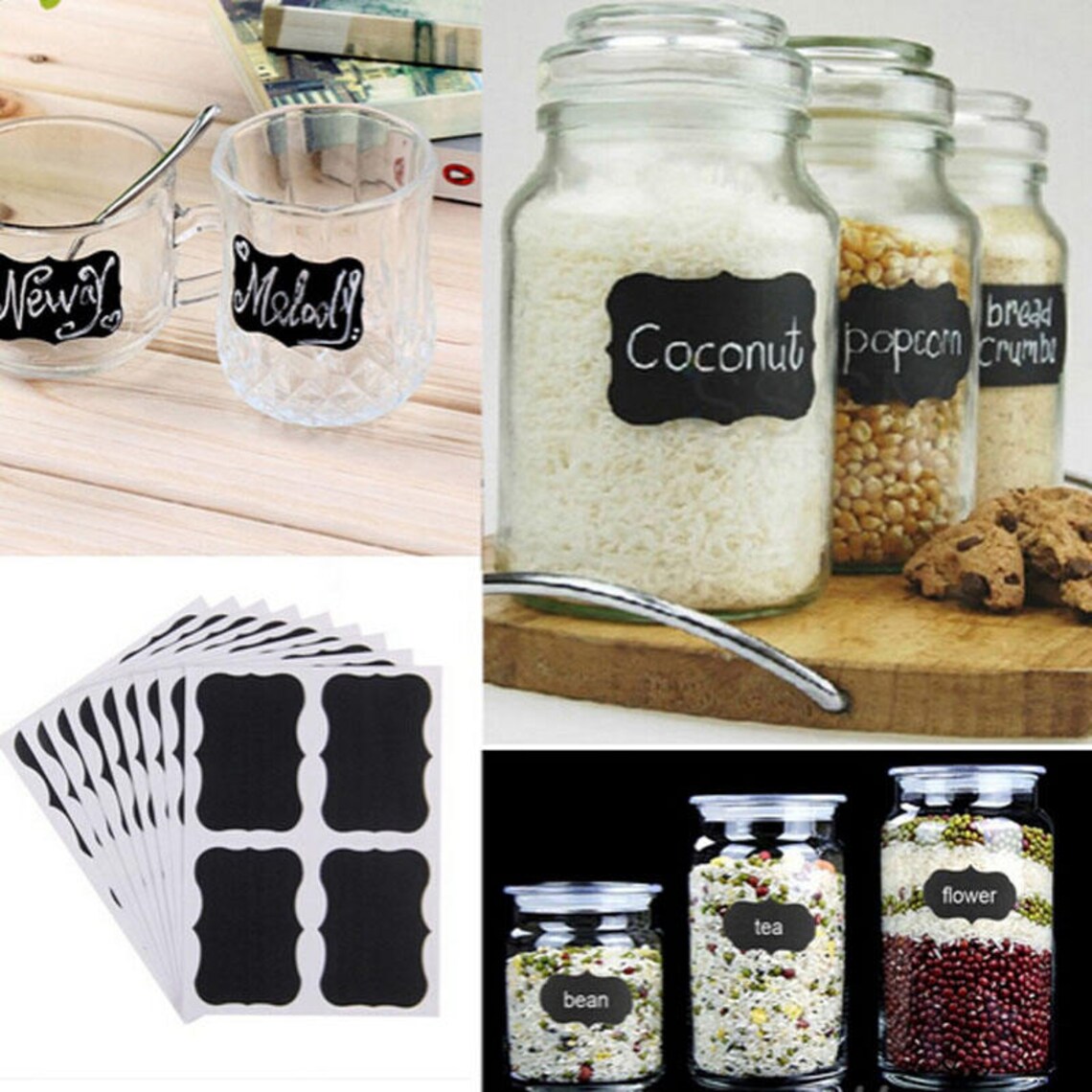 56 Small Elegant Chalkboard Label, Blackboard Craft Kitchen, Jar ...