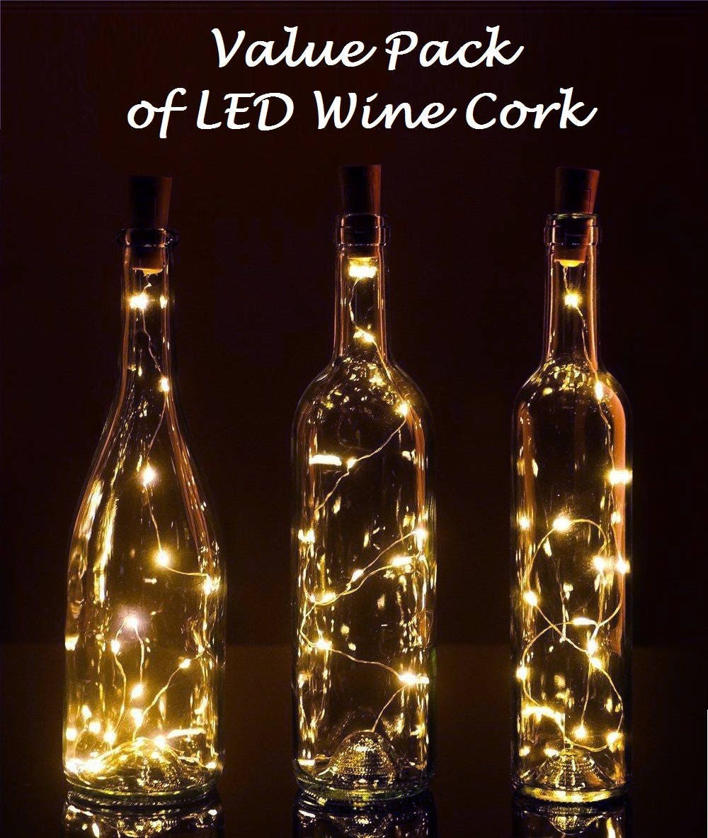 10 LED Lights Wine Bottle Cork Lights Battery Operated Fairy Etsy
