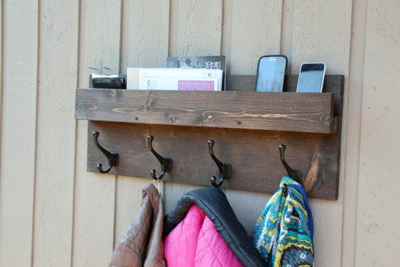 Mail Organizer, Entryway Storage, Cabin Style, Coat Rack, Farmhouse Rack with Mail Slot, Wood Decor, Mail Storage, Key Hooks Shelf Hooks