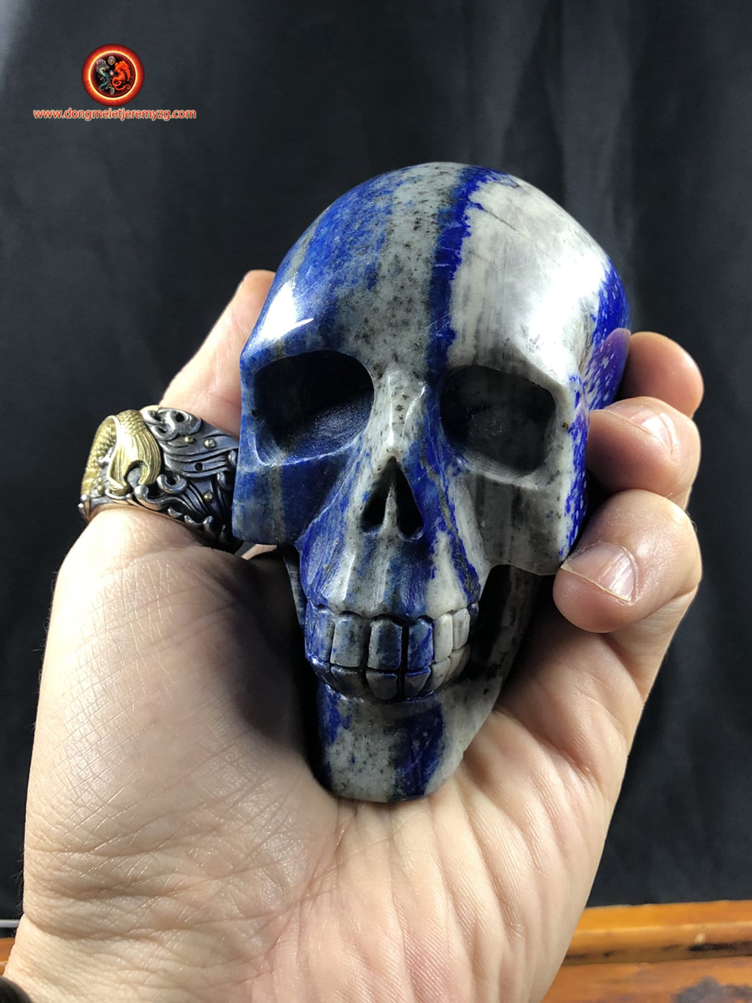 Crâne de Cristal en Lapis Lazuli Entièrement Réalisé à La Main Pièce Unique 9/7, 5/5cm 0, 639Kg