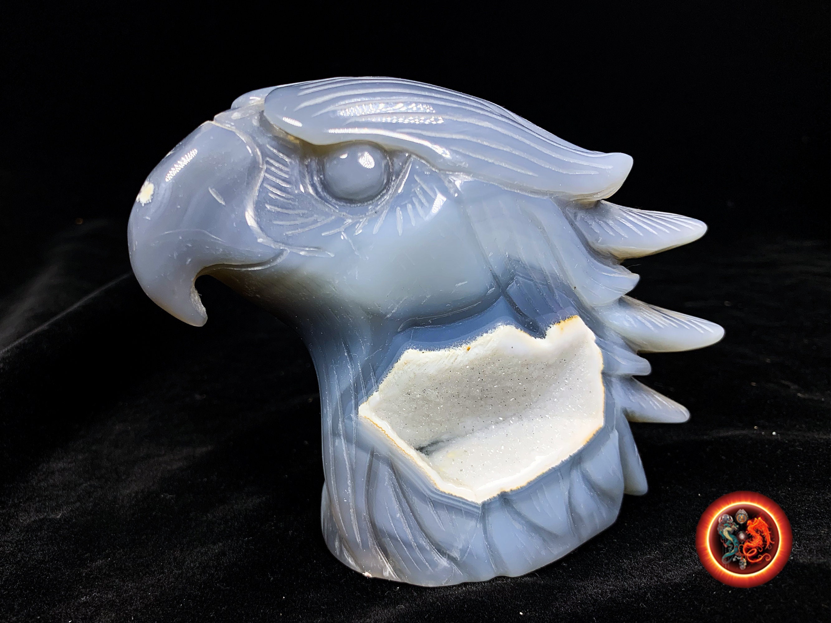 Grande Tete d'aigle Géode d'agate Sculpture Artisanale Entièrement Réalisé à La Main Pièce Unique Di